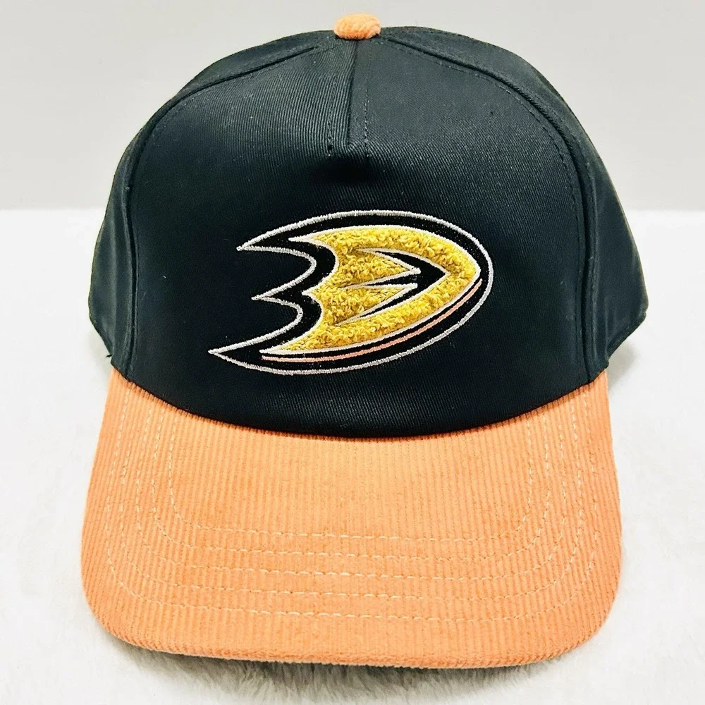 American Needle Anaheim Ducks Corduroy Hat Cap A-Frame Snapback Adjustable Black